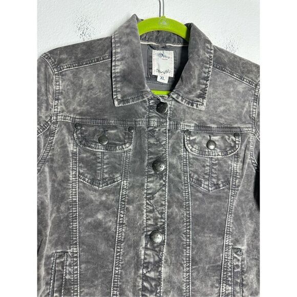 Rare Driver Velour Denim Construction Acid Washed Effect Jacket Size XL Gray - Picture 2 of 14